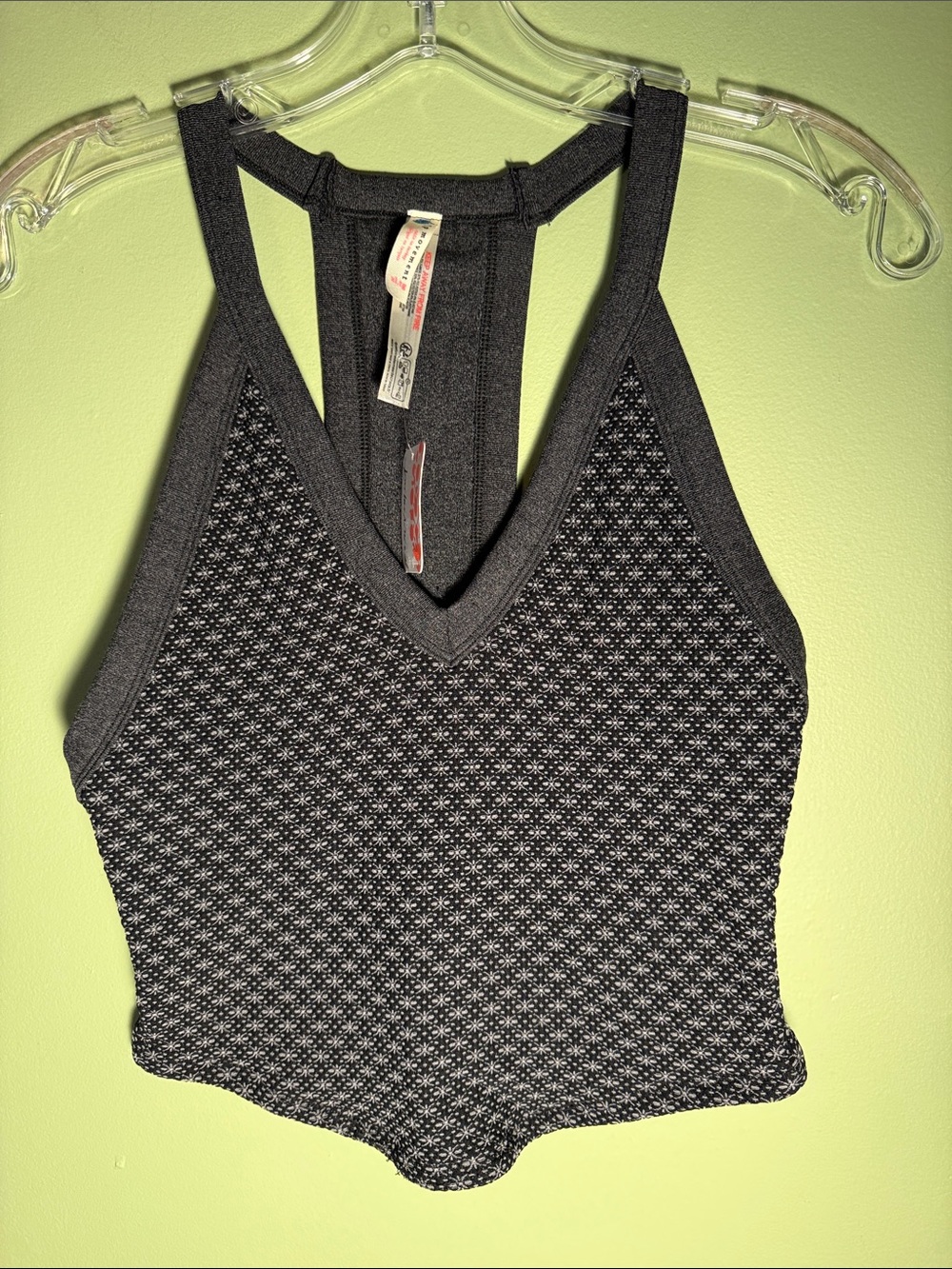 FP Movement by Free People Jacquard Racerback Crop Cami in Black Holiday NWT - Picture 7 of 13